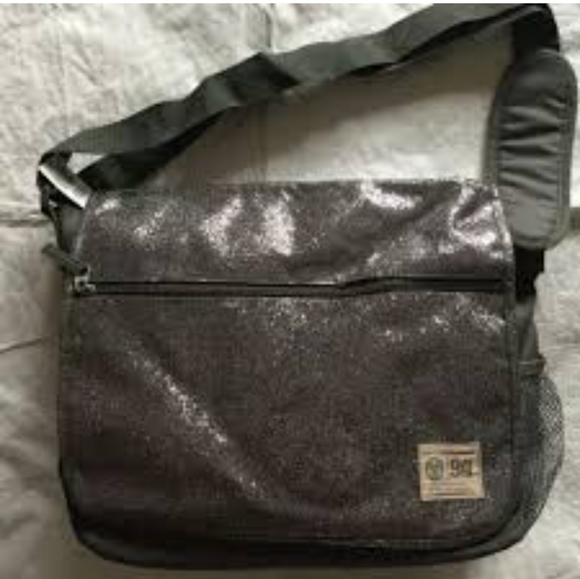 NEW! Old Navy Messenger/Laptop/Book bag Gray w/Sparkle/glitter decor on front - Picture 10 of 10